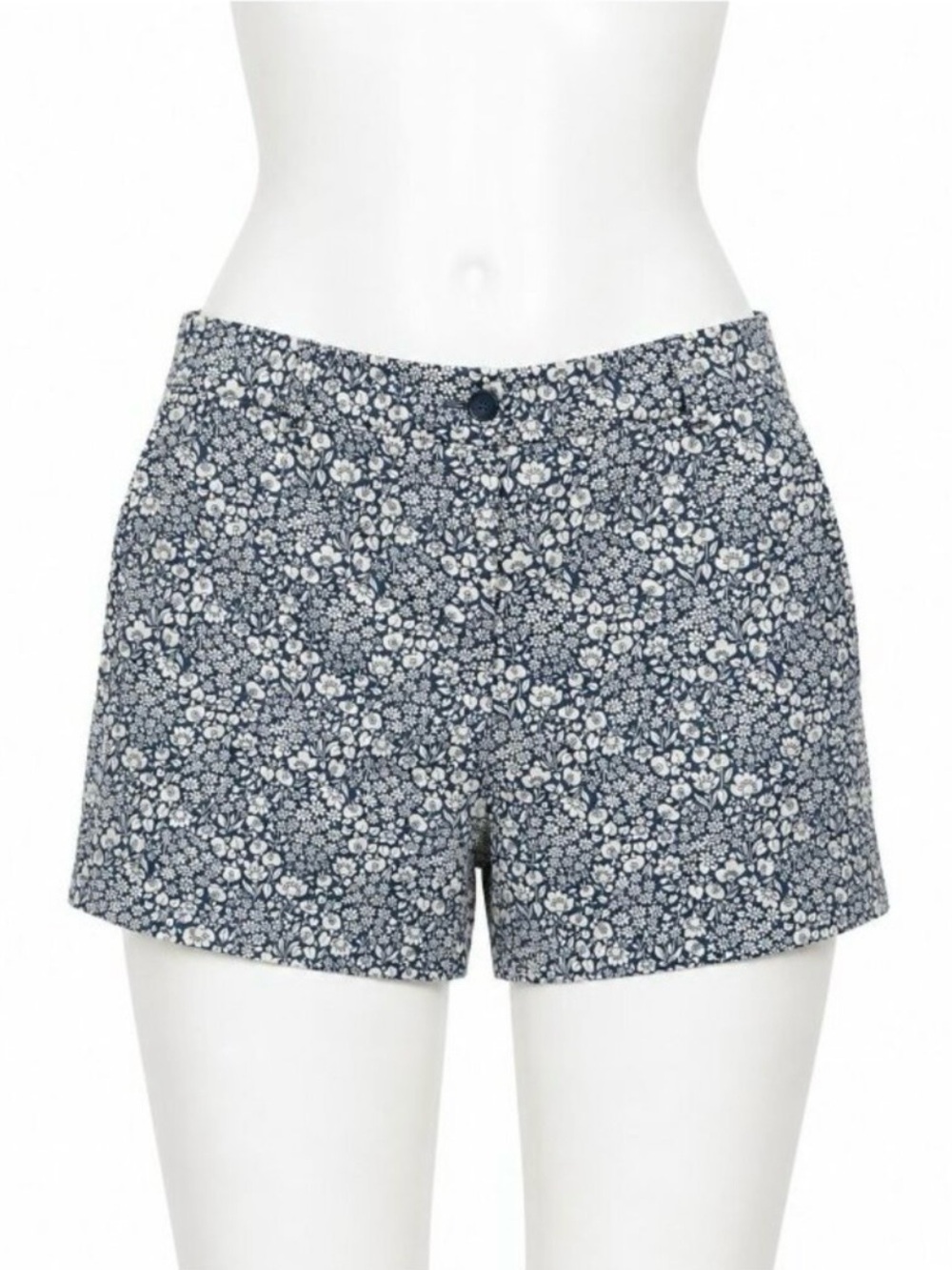 LOFT Chino Shorts Size 14 (37 X 6) Blue Floral Cotton 6" Inseam